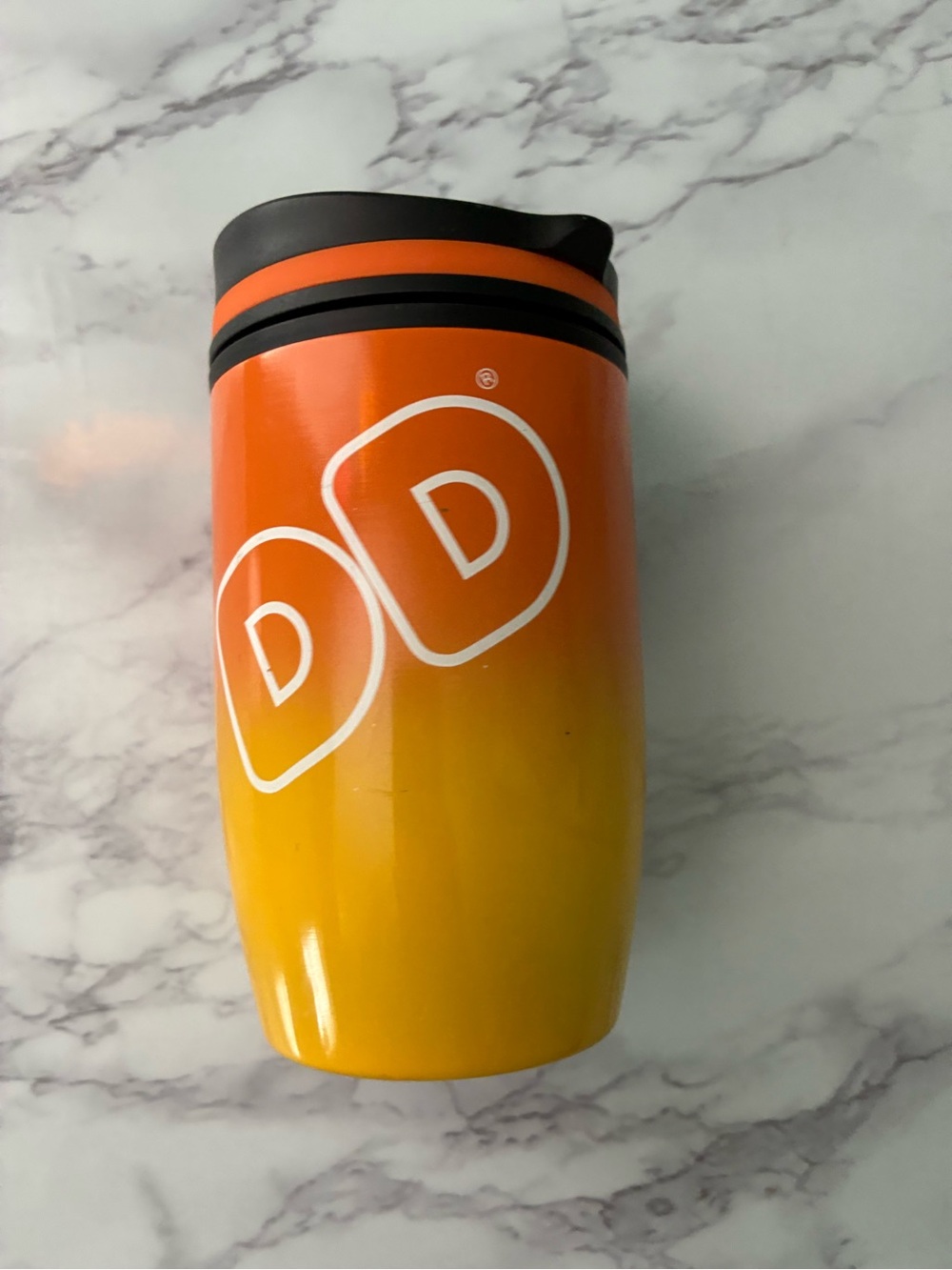 Dunkin Donuts 10 oz Orange/Yellow Travel Tumbler 2018